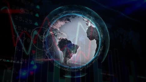 animation of networks of connections and data processing over globe