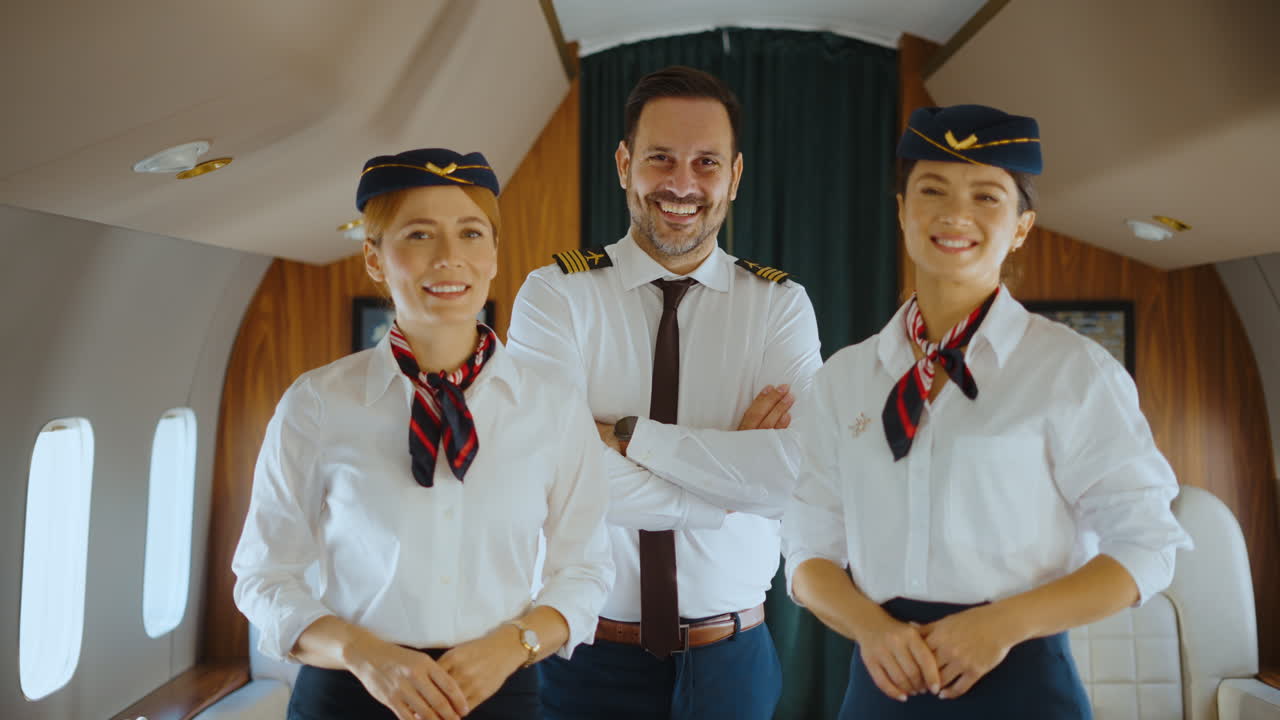 Pilot a letušky v letadle