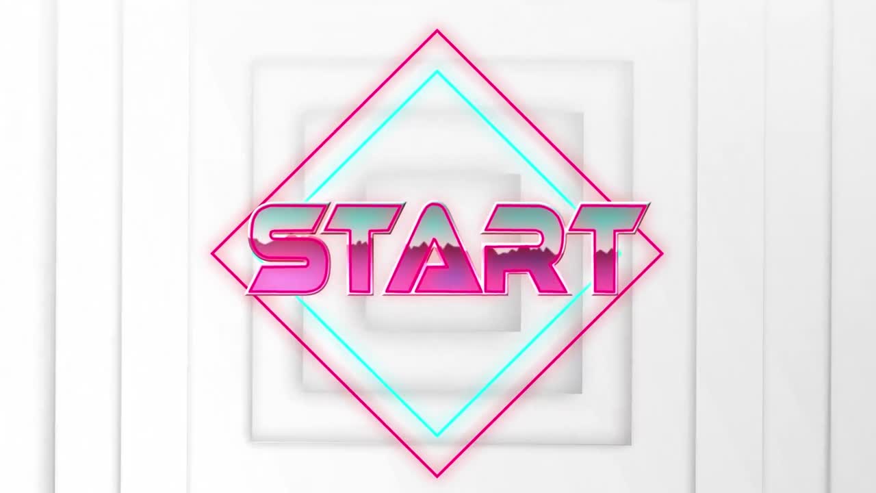 animación del texto de inicio sobre rastros de luz sobre fondo blanco