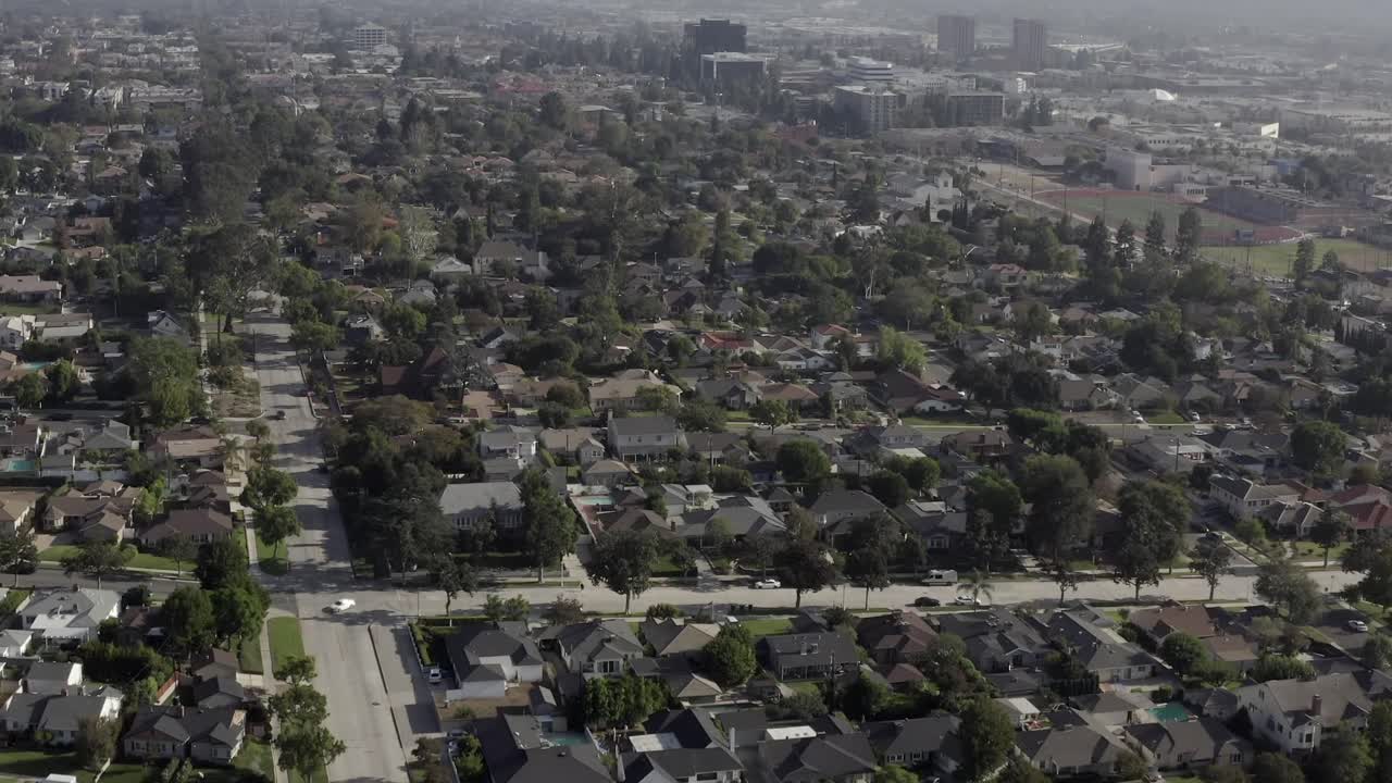 Quartiere residenziale della città di Burbank, California, vista aerea