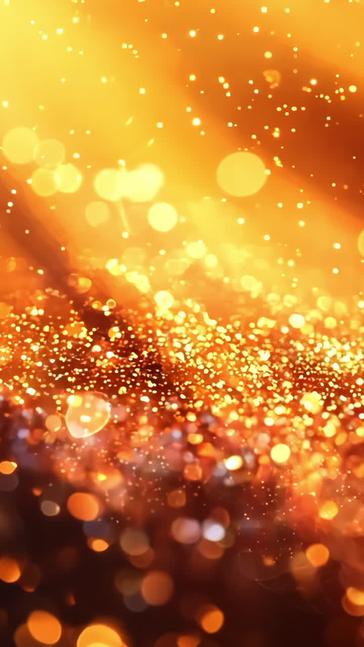 A bright orange background with a lot of glitter. The glitter is scattered all over the background, creating a sense of movement and energy. Scene is lively and festive