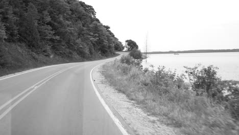 black and white clip of peninsula drive in traverse city, michigan