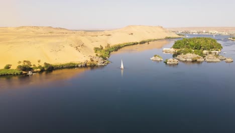 aerial of the nile river , traditional egyptian sailing boats, in aswan, egypt, embodying the concept of timeless maritime heritage and cultural richness