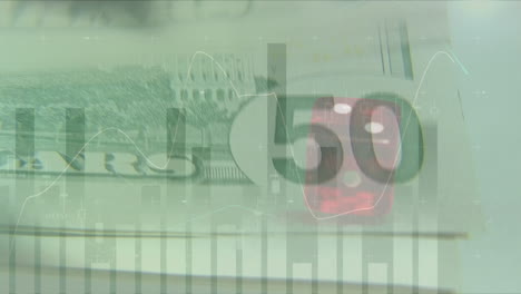 dados rodantes y billetes de papel