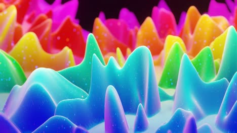 beautiful abstract 3d surface with glitter sparkles, extruded or displaced waves transform in loop. rainbow gradient, soft matte material like morphing sweetness or marmalade with light inner glow.