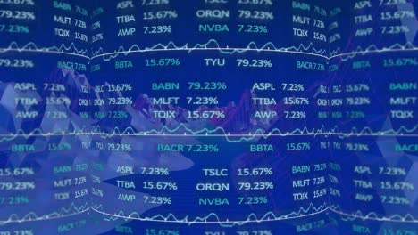 Animación-De-La-Junta-Comercial-Sobre-Un-Modelo-3d-De-Montañas-Sobre-Fondo-Azul