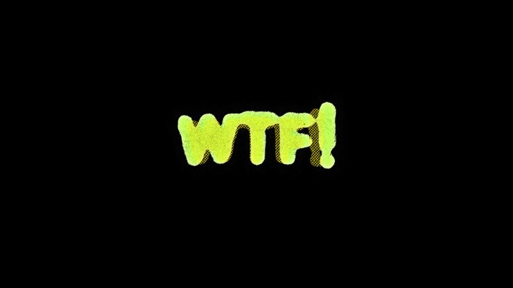 WTF! Tekstanimatie op zwarte achtergrond