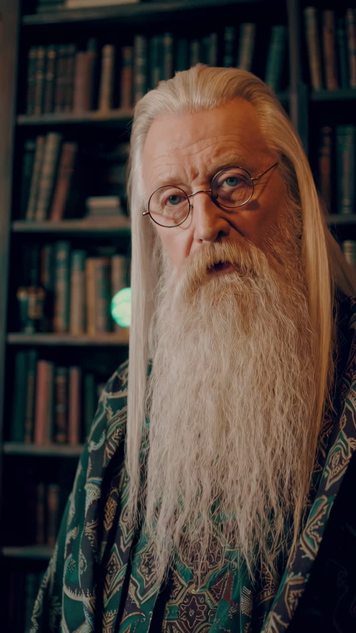 Elderly Scholar in a Library