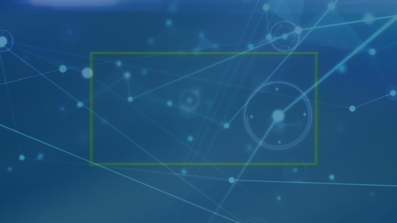 파란색 배경에 연결 네트워크와 데이터 처리의 애니메이션