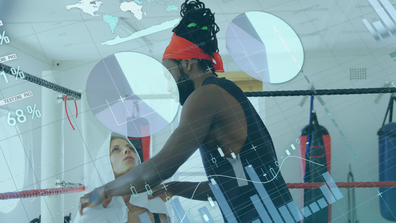 남성 트레이너가 여성 권투 선수에게 수건을  ⁇ 는 것에 대한 통계 데이터 처리