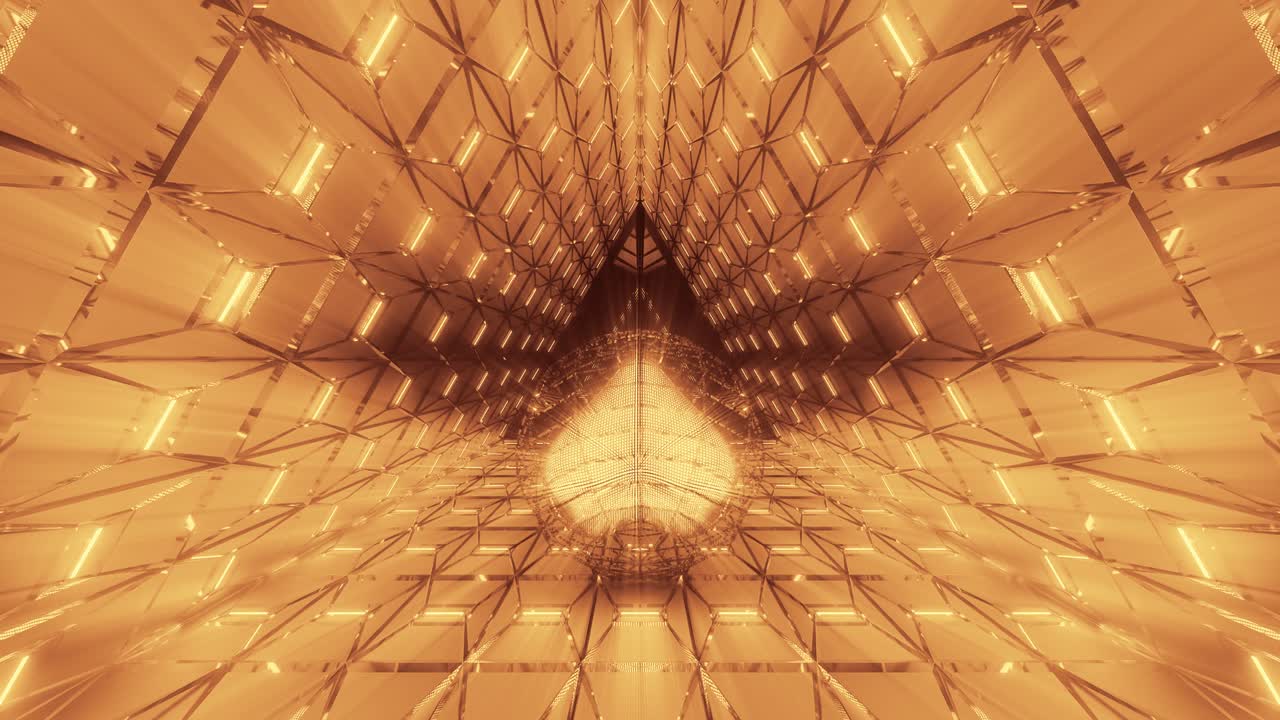 3d 그래픽 애니메이션 렌더링된 표면 아키텍처를 반영하는 깨진 유리에서 앞으로 빛나는 황금색 하트 모양