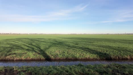 typical dutch landscape with dikes in the netherlands