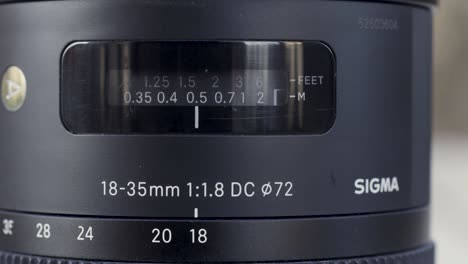 close-up of a sigma 18-35mm lens