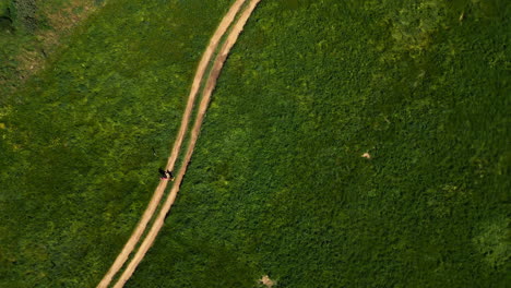 Vista-Aérea,-Gente-Y-Campo-Drone-De-Camino