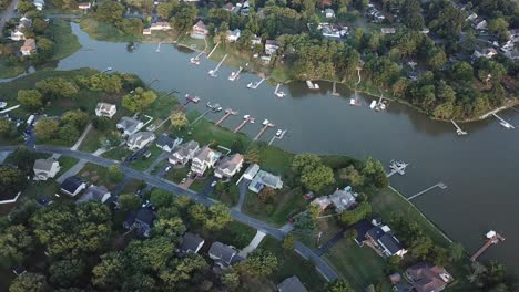 Luftbild-Auf-Der-Malerischen-Küste-Von-Kent-Island,-Maryland,-USA