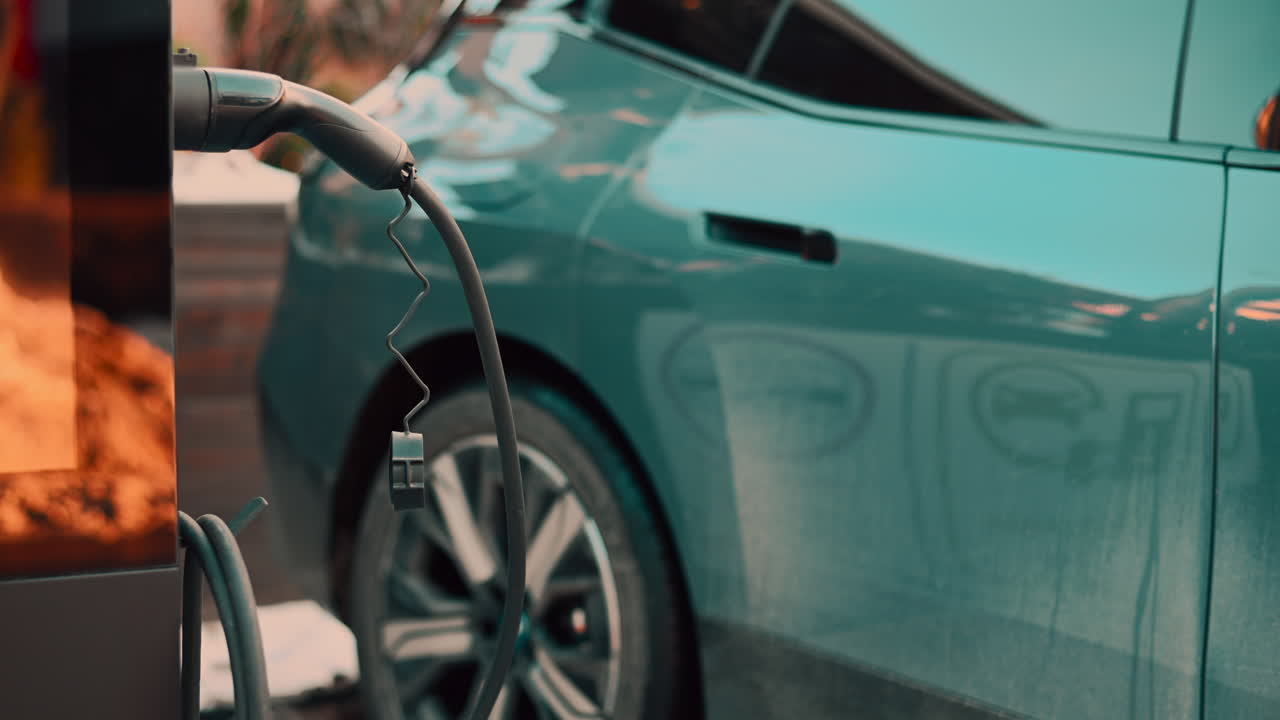 Electrical car charging station close up