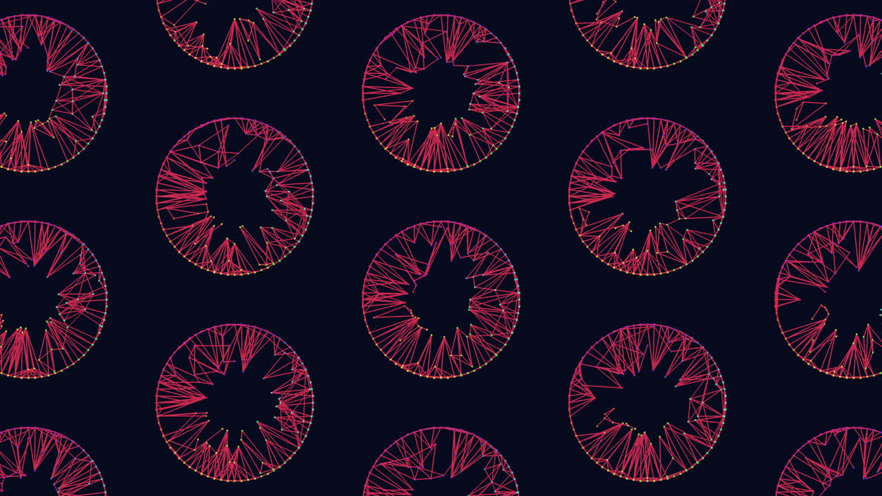 Rainbow circles futuristic pattern with neon dots and lines