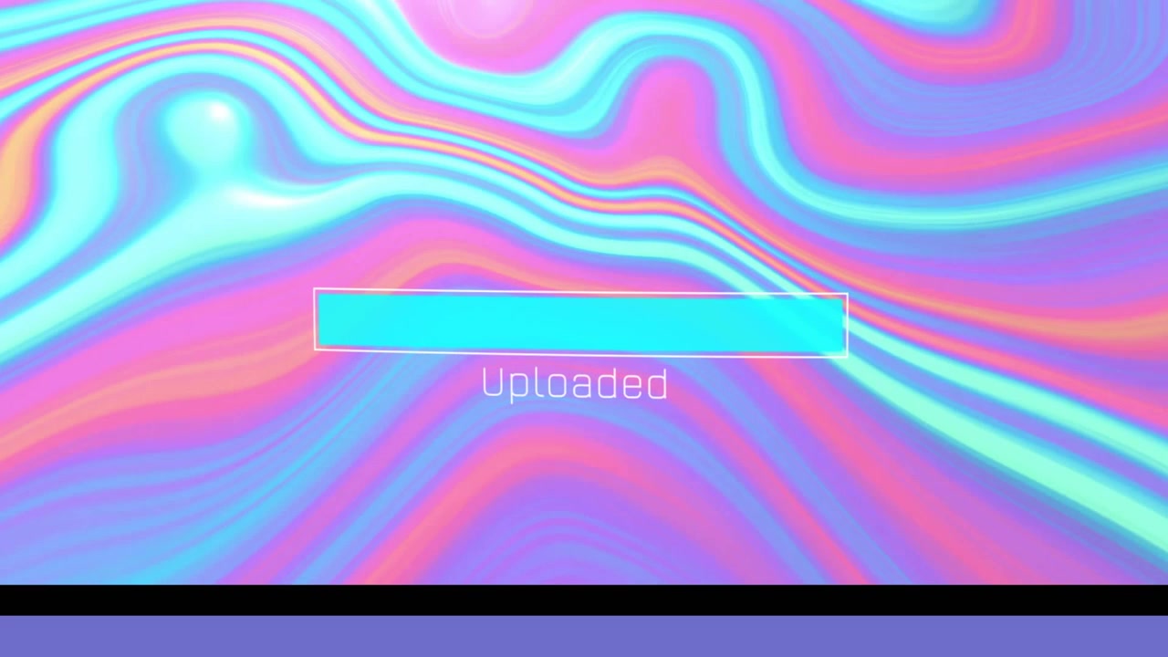 Animação de interfaces digitais com barra de carregamento em um fundo colorido.