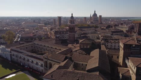 sensational aerial shot of ducale palace mantua in mantova, sunny day, italy