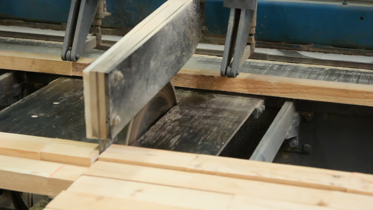 Floorboard Production In The Factory. Floorboard production in the industrial factory. Modern technologies.