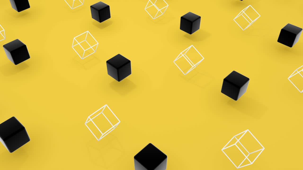 다양한 3d 큐브 색상 모양의 세트, 4k 애니메이션 루핑 영상.