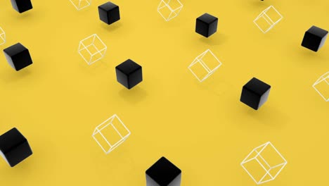 conjunto de diferentes formas de colores de cubos 3d. imágenes de bucle de animación 4k.