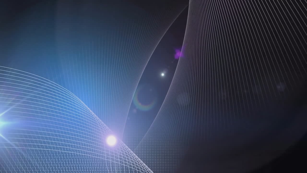 Animation of glowing light trails moving over black background