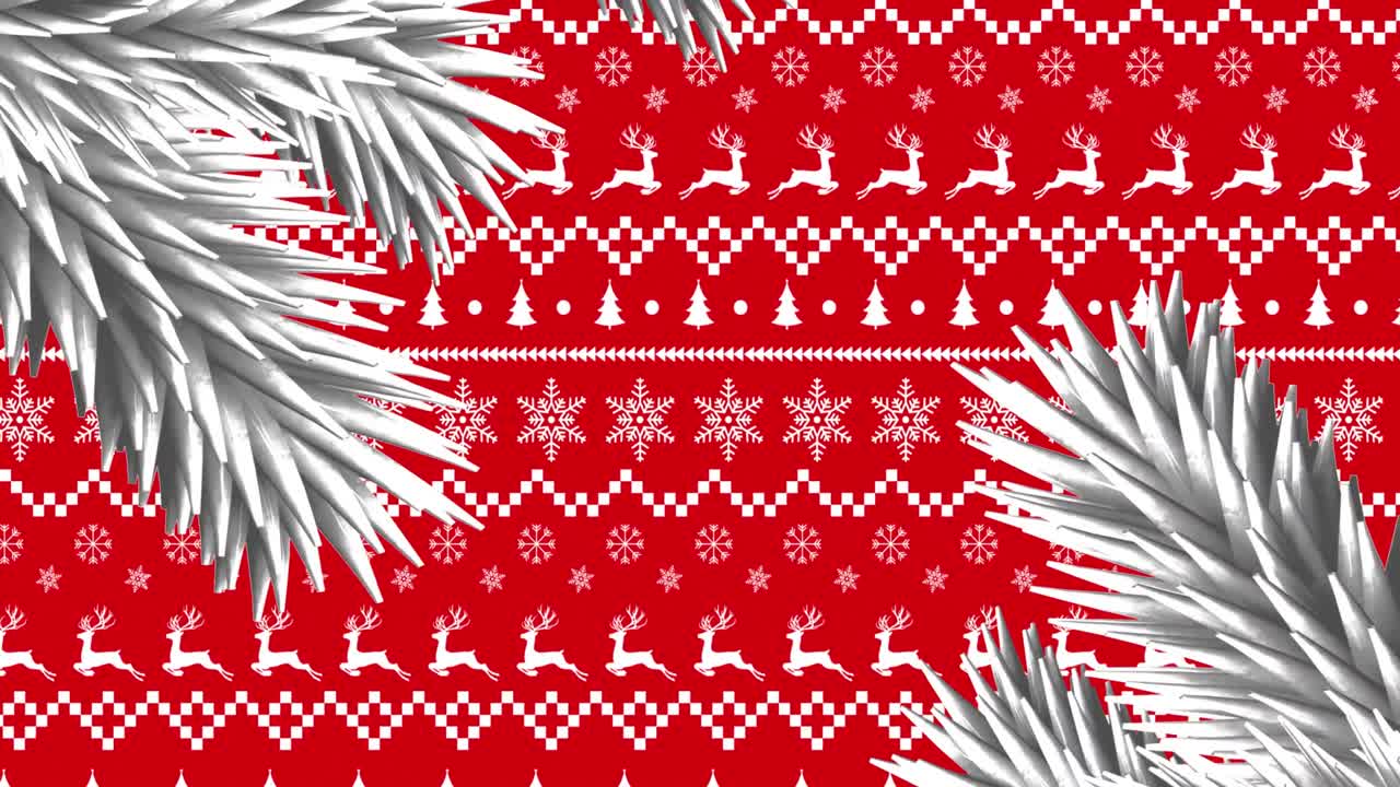 크리스마스 패턴 위 에 있는 소나무 가지 의 애니메이션