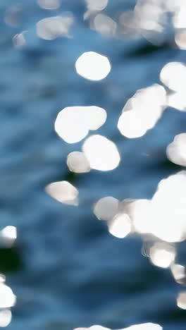 sunlight reflections on blue water with bokeh effect