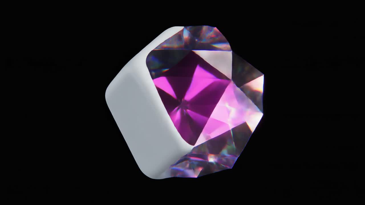 Digital Cube Reveals Rotating Iridescent Gemstone
