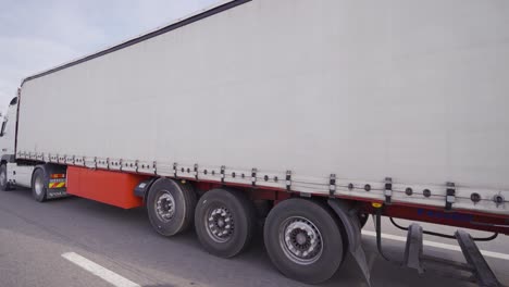 close-up of the truck driving on the highway.