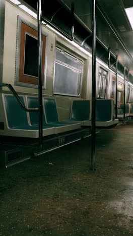 empty vintage subway car interior