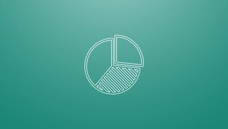 4k animación del icono de la tarta del mercado de negocios. partículas animar símbolo en la composición y la explosión. dos versión de fondo: color completo y canal alfa aislado transparente.
