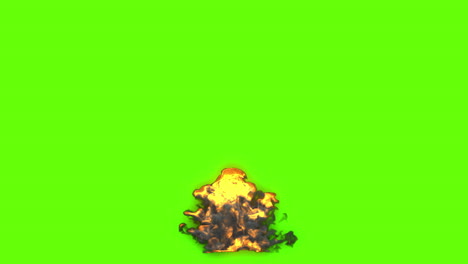 black smoke plume or dust explosion on green screen background