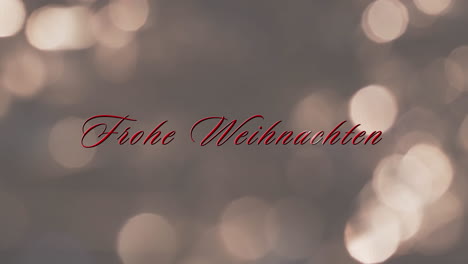 Animation-Of-Frohe-Weihnachten-Text-Over-Pink-Spots-Of-Light-Background