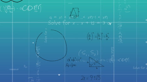 Animation-of-mathematical-equations-on-blue-background