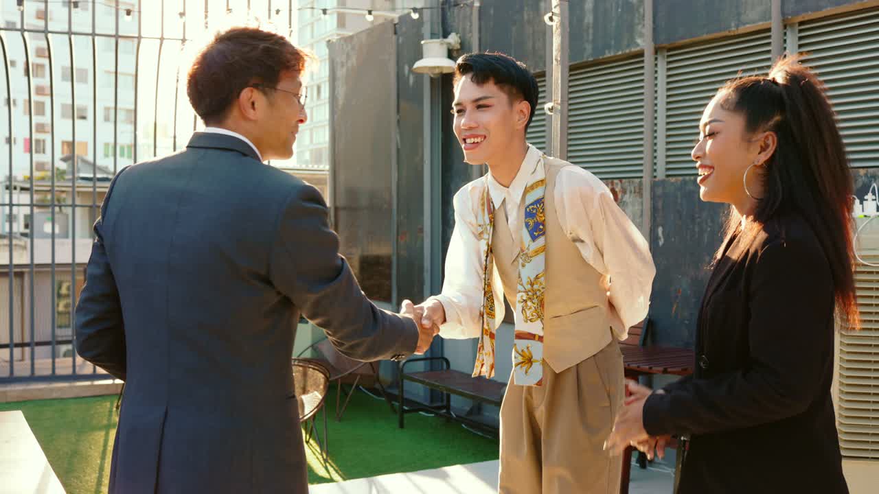 Successful Asian businessman negotiate real estate investments