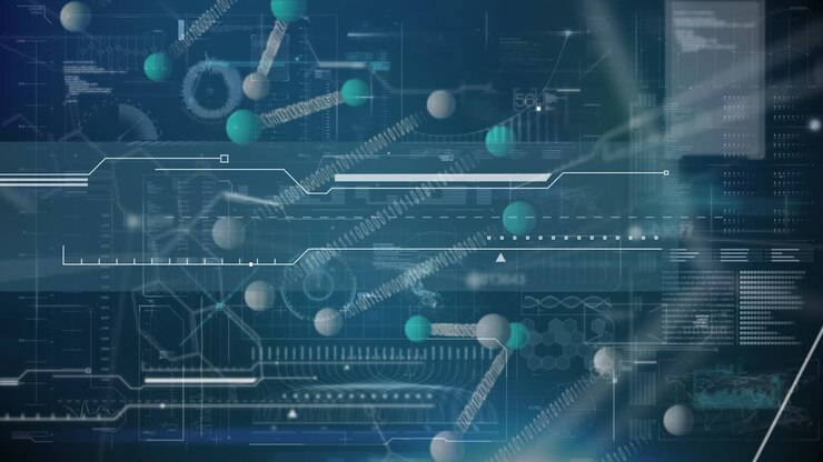 Animation of dna strand spinning over statistics processing and medical data