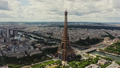 eiffel tower aerial view over paris