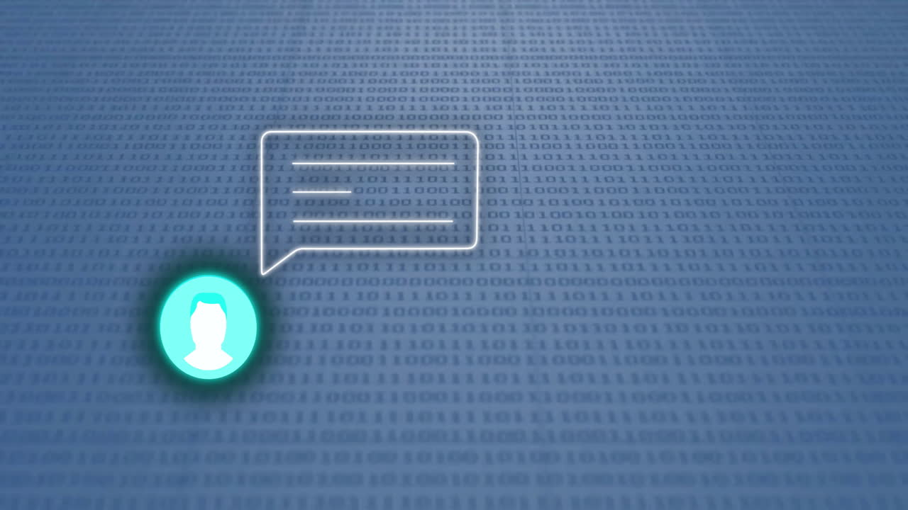 Animation of data processing and media icons over white background