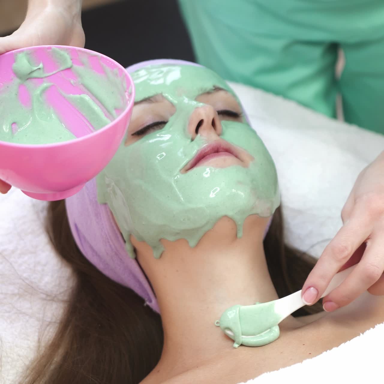 Woman with cosmetic mask