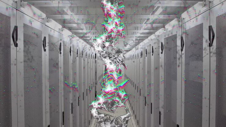 Animation af roterende DNA over servere