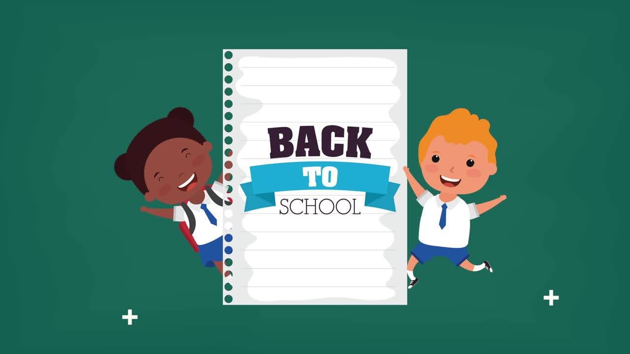 다시 학교 시즌으로 인종 간 아이들과 종이 시트