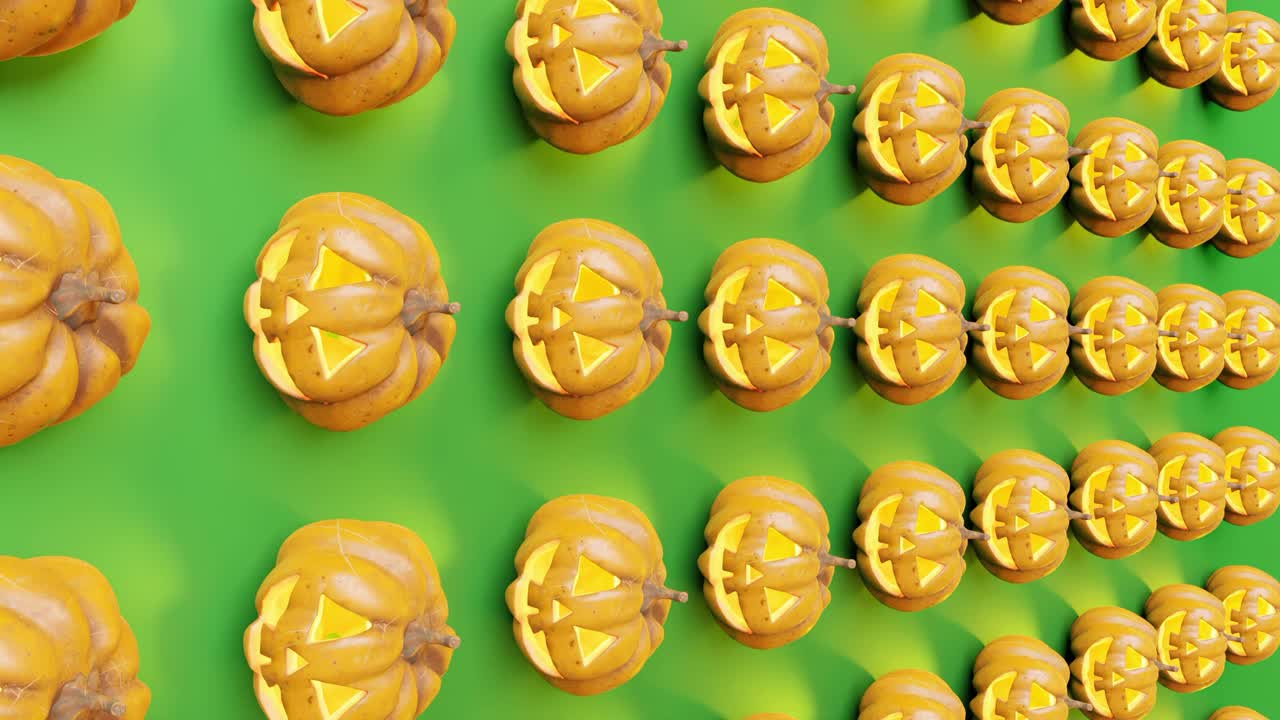 patrón de decoración de calabaza de halloween sobre un fondo verde