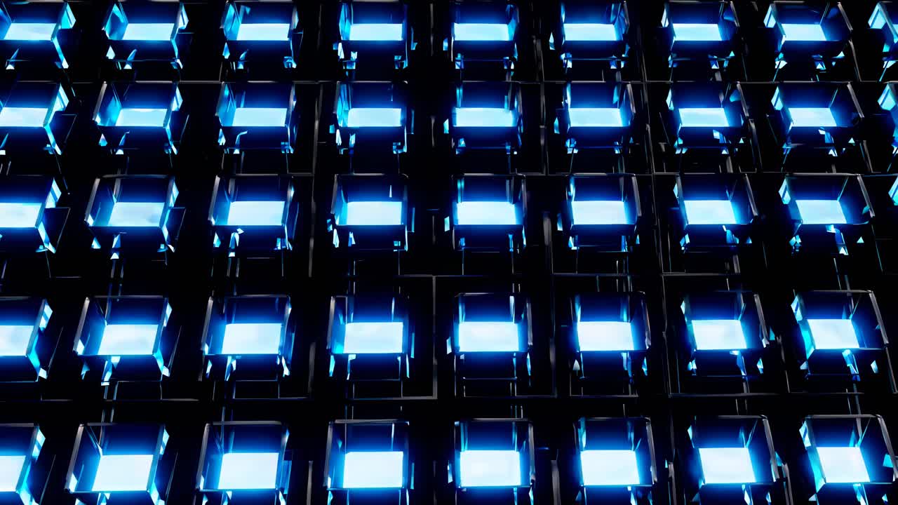 Abstract Glowing Blue Square Pattern