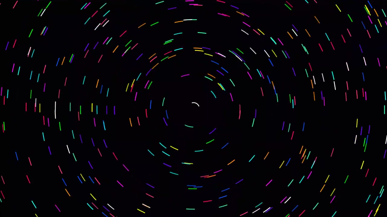 Animação Abstrata de Linhas Tracejadas Coloridas Girando em Movimento Circular