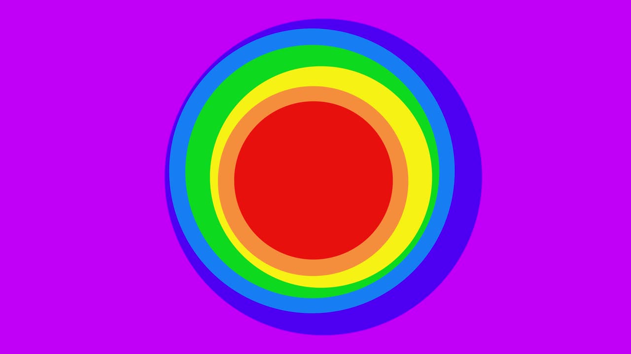 animado salvapantallas en bucle sin problemas. coloridas formas redondas giran al azar alrededor del centro de la pantalla.