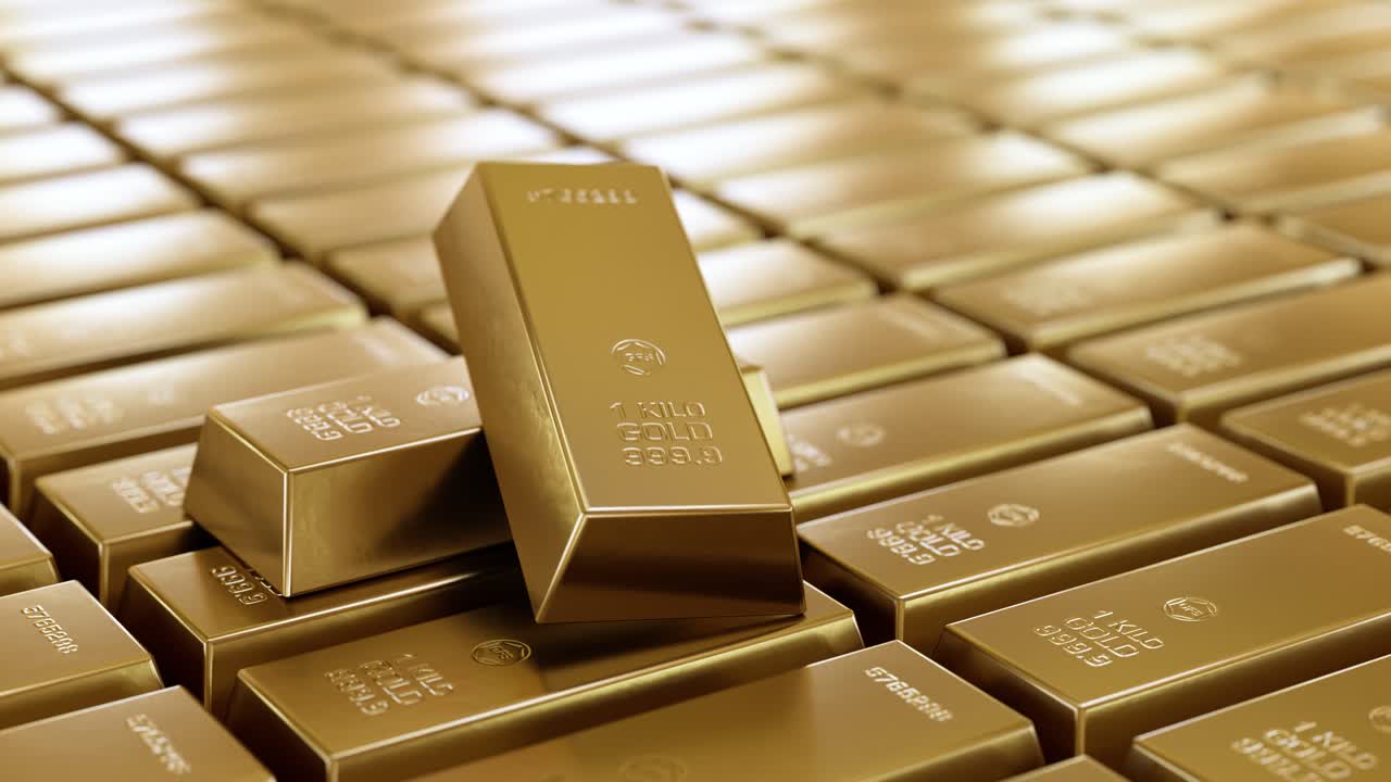 골드 바의 어리, 금융 및 가치의 예비 개념 3d 애니메이션 영상