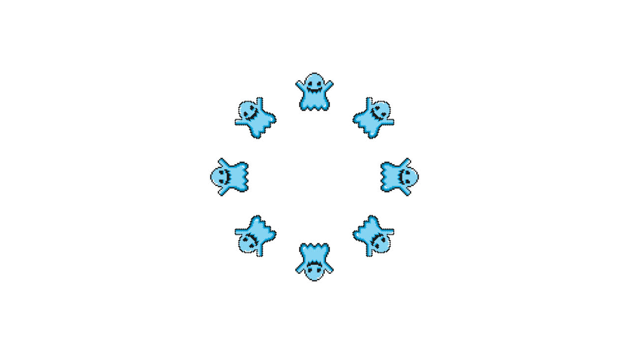 Pixel Art Ghost Spinning Animated Overlay Transparent 30fps (4)