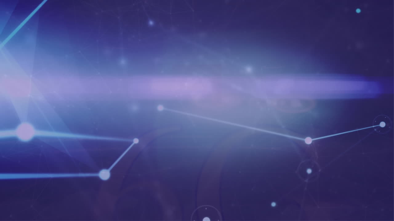 animación de la red de conexiones y el rastro de luz contra un fondo azul